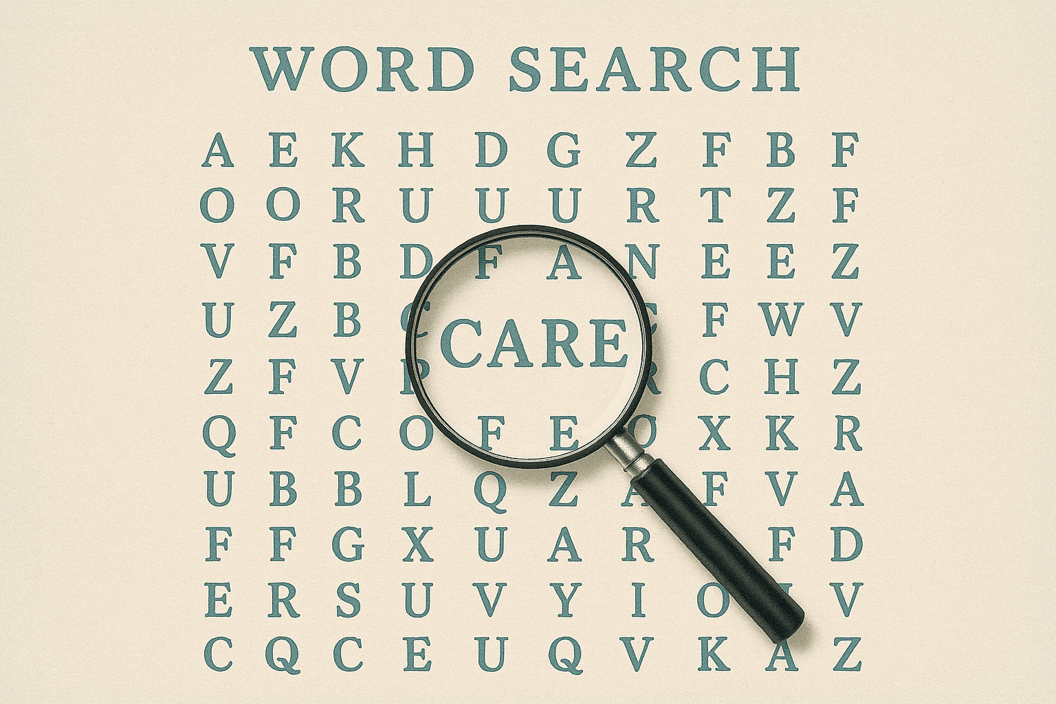 Personalized word search puzzle with large print featuring familiar names and places for seniors with Alzheimer's